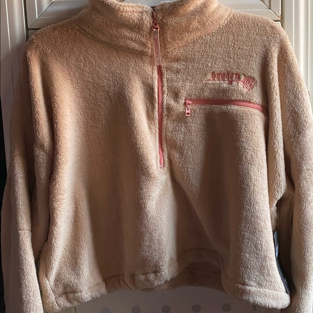 Broken Promises Do Better Sand Crop Half Zip Fleece Jacket